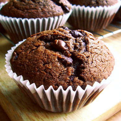 Muffins de chocolate com amêndoas
