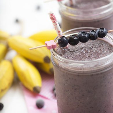 Suco de mirtilo com banana